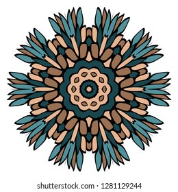 Modern Decorative Floral Color Mandala. Round Shapes. Illustration