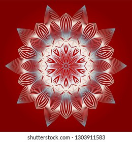 Modern Decorative Floral Color Mandala. Modern Decorative Floral Color Mandala. Vector Illustration. Red white grey colour