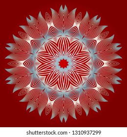 Modern Decorative Floral Color Mandala. Modern Decorative Floral Color Mandala. Vector Illustration. Red white grey colour