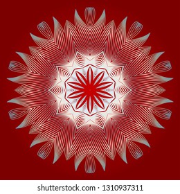 Modern Decorative Floral Color Mandala. Modern Decorative Floral Color Mandala. Vector Illustration. Red white grey colour