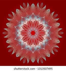 Modern Decorative Floral Color Mandala. Modern Decorative Floral Color Mandala. Vector Illustration. Red white grey colour