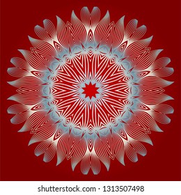 Modern Decorative Floral Color Mandala. Modern Decorative Floral Color Mandala. Vector Illustration. Red white grey colour