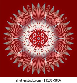 Modern Decorative Floral Color Mandala. Modern Decorative Floral Color Mandala. Vector Illustration. Red white grey colour