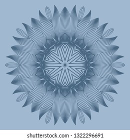 Modern Decorative Floral Color Mandala. Super Vector Round Shapes. Vector Illustration. Dark blue color