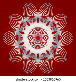 Modern Decorative Floral Color Mandala. Modern Decorative Floral Color Mandala. Vector Illustration. Red white grey colour