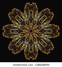 Modern Decorative Floral Gold Color Mandala. Super Vector Round Shapes. Vector Illustration