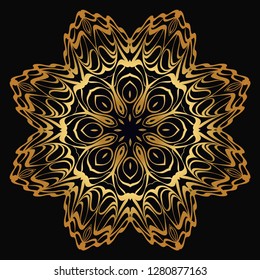 Modern Decorative Floral Gold Color Mandala. Super Vector Round Shapes. Vector Illustration