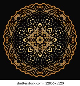 Modern Decorative Floral Gold Color Mandala. Super Vector Round Shapes. Vector Illustration