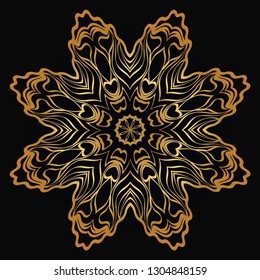 Modern Decorative Floral Gold Color Mandala. Super Vector Round Shapes. Vector Illustration