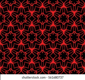 Modern decorative floral lace pattern. template. Luxury texture for wallpaper, invitation, textile, decor, fabric. Vector illustration. black, red color