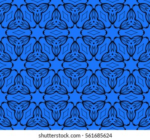 Modern decorative floral lace pattern. template. Luxury texture for wallpaper, invitation, textile, decor, fabric. Vector illustration. black, blue color
