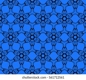 Modern decorative floral lace pattern. template. Luxury texture for wallpaper, invitation, textile, decor, fabric. Vector illustration. black, blue color