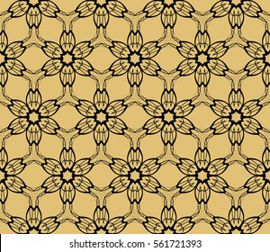 Modern decorative floral lace pattern. template. Luxury texture for wallpaper, invitation, textile, decor, fabric. Vector illustration. gold, black color