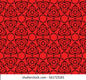 Modern decorative floral lace pattern. template. Luxury texture for wallpaper, invitation, textile, decor, fabric. Vector illustration. red, black color
