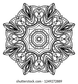 Modern Decorative floral mandala. Decorative Cicle ornament. Floral design. Vector illustration. Can be used for textile, greeting card, coloring book, phone case print