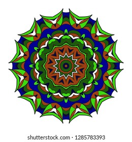 Modern Decorative floral mandala. Decorative Cicle ornament. Floral design. Vector illustration. Brown, blue, green color