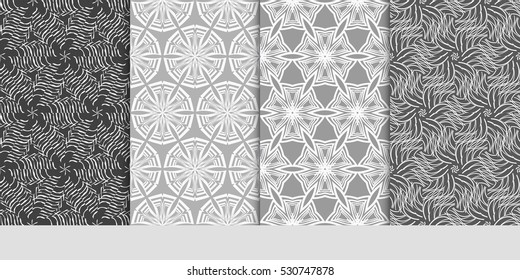 modern decorative floral pattern set. seamless vector illustration. for design invitation, wallpaper, textile print. grey color
