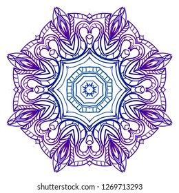 Modern Decorative Floral Purple Color Mandala. Modern Decorative Floral Color Mandala. Vector Illustration.