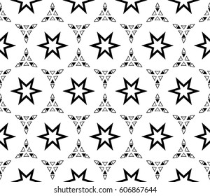 modern decorative geometric seamless pattern with square, triangle elements. original ornament. strong style. black, white color. vector illustration. for design, print, workshop