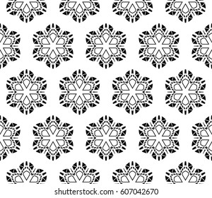 modern decorative geometric seamless pattern with square, triangle elements. original ornament. strong style. black, white color. vector illustration. for design, print, workshop