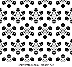 modern decorative geometric seamless pattern with square, triangle elements. original ornament. strong style. black, white color. vector illustration. for design, print, workshop