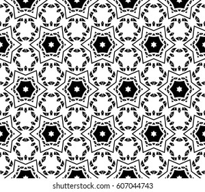 modern decorative geometric seamless pattern with square, triangle elements. original ornament. strong style. black, white color. vector illustration. for design, print, workshop
