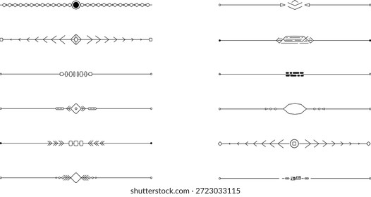 El moderno diseño decorativo del divisor de línea con separadores de texto mínimos bordea los Elementos de subrayado y los adornos de tipografía.
