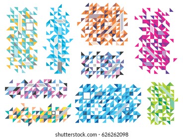 Modern decorative mosaic design elements collection vector illustration