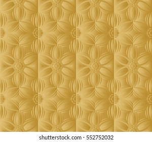 Modern decorative panel with abstract floral pattern. seamless vector illustration. gold color