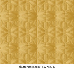 Modern decorative panel with abstract floral pattern. seamless vector illustration. gold color