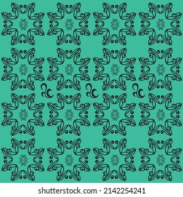 patrones decorativos modernos en color negro sobre fondo verde, vector