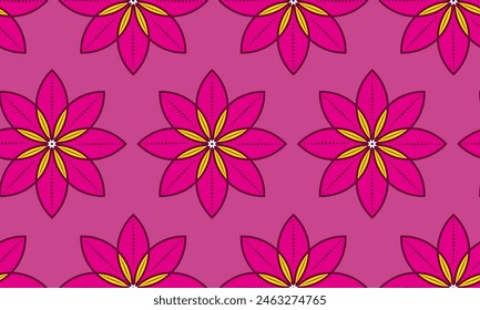 Modern decorative pink floral geometric seamless pattern background in vector illustration.