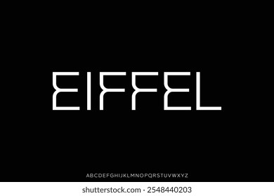 Moderno decorativo sans serif alfabeto exibir fonte vetor. Ilustração da face de tipos Eiffel