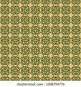 Modern Decorative Seamless Abstract Geometric Pattern. Vector Colored Illustration. Paper For Scrapbook. Green olive color.