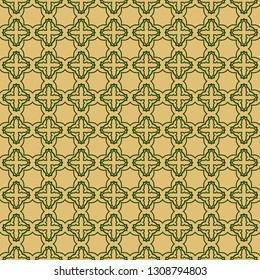 Modern Decorative Seamless Abstract Geometric Pattern. Vector Colored Illustration. Paper For Scrapbook. Green olive color.
