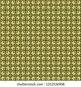 Modern Decorative Seamless Abstract Geometric Pattern. Vector Colored Illustration. Paper For Scrapbook. Green olive color.
