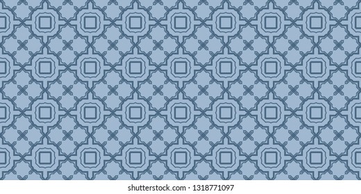 Modern Decorative Seamless Abstract Geometric Pattern. Vector Colored Illustration. Paper For Scrapbook. Pastel blue color.