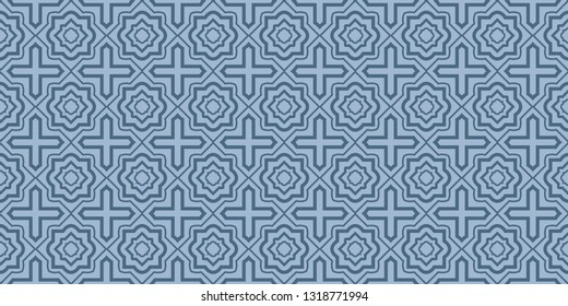 Modern Decorative Seamless Abstract Geometric Pattern. Vector Colored Illustration. Paper For Scrapbook. Pastel blue color.