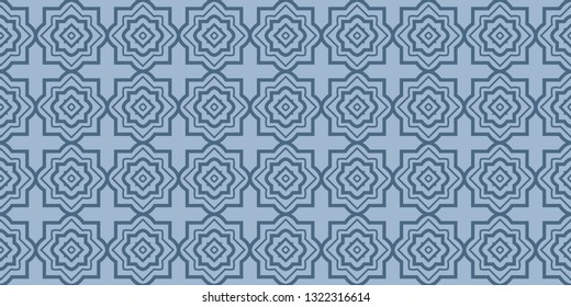 Modern Decorative Seamless Abstract Geometric Pattern. Vector Colored Illustration. Paper For Scrapbook. Pastel blue color.