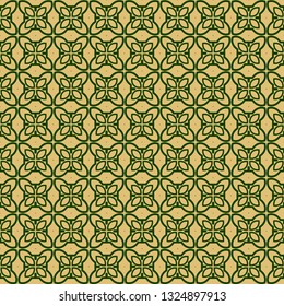 Modern Decorative Seamless Abstract Geometric Pattern. Vector Colored Illustration. Paper For Scrapbook. Green olive color.