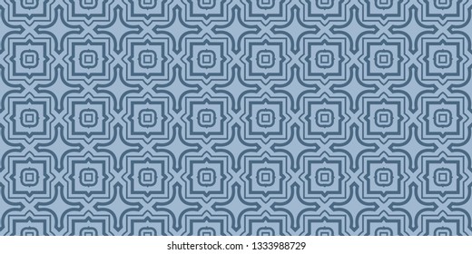 Modern Decorative Seamless Abstract Geometric Pattern. Vector Colored Illustration. Paper For Scrapbook. Pastel blue color.