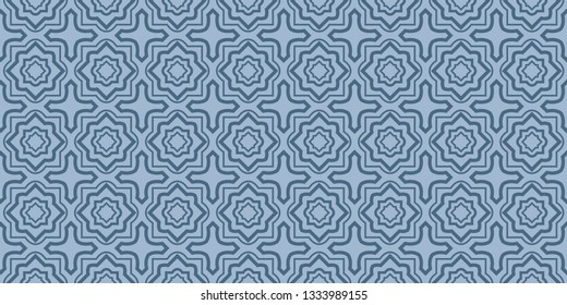 Modern Decorative Seamless Abstract Geometric Pattern. Vector Colored Illustration. Paper For Scrapbook. Pastel blue color.