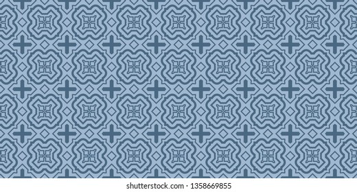 Modern Decorative Seamless Abstract Geometric Pattern. Vector Colored Illustration. Paper For Scrapbook. Pastel blue color.
