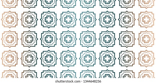 Modern Decorative Seamless Floral Traditional Geometric Pattern. Vector Colored Illustration. Paper For Scrapbook. Brown green color.