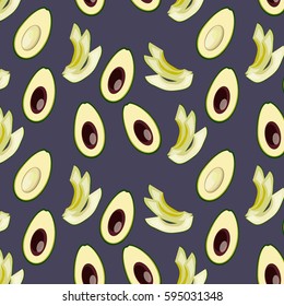 Modern decorative seamless pattern with avocado. Vector illustration