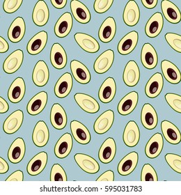 Modern decorative seamless pattern with avocado. Vector illustration