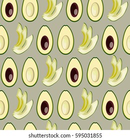 Modern decorative seamless pattern with avocado. Vector illustration