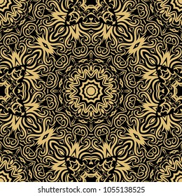 Modern decorative seamless pattern with floral ornament. Vector illustation for design