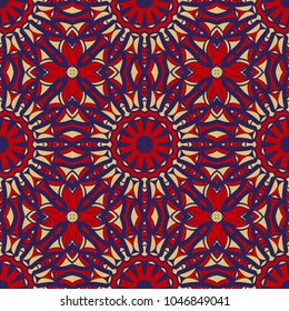 Modern Decorative seamless pattern with geometric color Shapes. Vector illustration. red tone