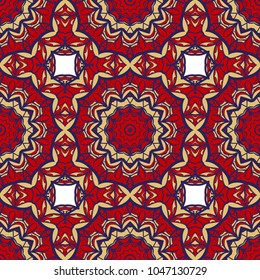 Modern Decorative seamless pattern with geometric color Shapes. Vector illustration. red tone